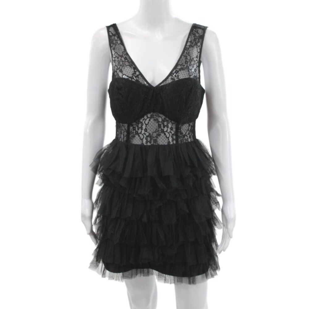 Ark & Co Womens Fit & Flare Dress Black V-Neck Mini Sleeveless Polyester Size M